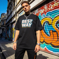 Ropa Urbana Estilosa para Hombre, Camisetas Holgadas de Poliéster Grueso con Estampado de Sublimación Colorido, Estilo Hip Hop, con Logotipo Personalizado
