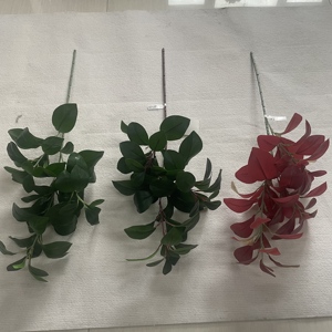 <span class=keywords><strong>Livraison</strong></span> rapide pour la décoration paysagère de cour, feuillage artificiel en latex, branches de banian à 3 fourches, plante à tige unique - Product Image 1