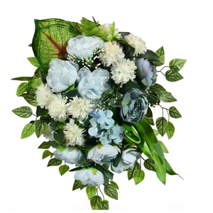 <b>Artificial</b> Blue White Flower <b>Bouquet</b> Decorative Wreaths and Swags Floral Arrangement for Home Wedding Event Decoration - Product Image 1