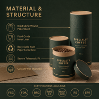 Emballage personnalisé en tube de papier kraft enroulé en spirale de qualité alimentaire pour café, thé, cacao, sucre, bonbons, gâteaux – OEM/ODM certifié