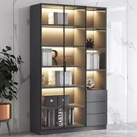 Bibliothèque en verre de style italien, vitrine de luxe légère sur pied pour le rangement de dossiers de bureau et mur de fond