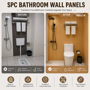 Panneau mural SPC, panneau en plastique PVC, épaisseur 4 mm, imperméable, grain de <span class=keywords><strong>bois</strong></span> moderne, décoration intérieure pour salle de bain et douche - Product Image 6