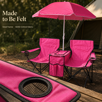 Chaise de plage pliable portable pour 2 personnes avec parasol et table centrale, directement de l'usine