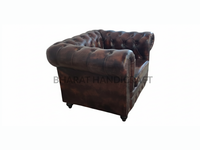 Canapé Chesterfield en cuir une place avec rembourrage classique à boutons profonds, design élégant, coussins confortables, robuste