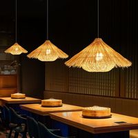 Lampada a sospensione in paglia, paralume in rattan intrecciato, lanterna antica per homestay, hotel, ristorante, illuminazione per sala da pranzo