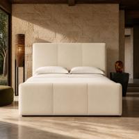 Maßgefertigtes Modernes Designer-Lederbett mit Ausziehbarem Fußteil aus Massivholz, Ideal für Luxushotels