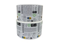 Etiquetas Adhesivas de Papel Revestido en Rollo, Autoadhesivas, Impermeables, para Alimentos, Impresión Personalizada, Código de Barras, Forma Oblonga, Coloridas, CMYK