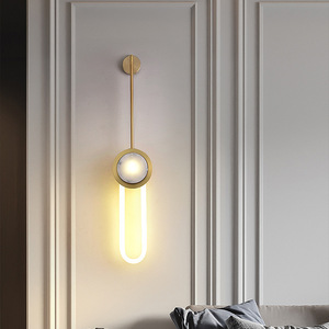 โคมไฟติดผนังหินอ่อนดีไซน์ร่วมสมัยสำหรับทางเดินโรงแรมและห้องนั่งเล่นวิลล่า ตัวโคมทำจากเหล็กพร้อมไฟส่องผนังด้านหลังที่มีสไตล์ - Product Image 1