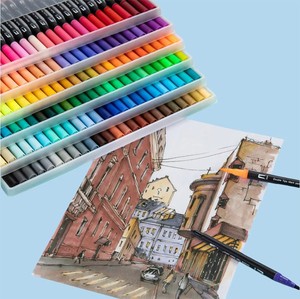 Marqueurs double pointe en gros (12/24 couleurs) – Kits de stylos aquarelles économiques – Marqueurs double embout pour le dessin et la calligraphie - Product Image 4