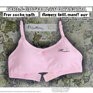 Manufacturer Direct Sales Breathable <b>Thin</b> Full Cup Pure Cotton <b>Wire</b> Free Strappy Back Sports Bra for Teenagers 12-14-16 Years - Product Image 2