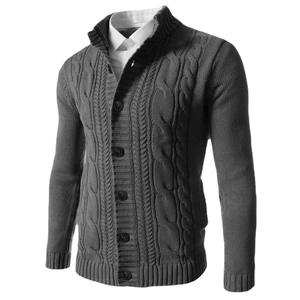 2025 para <span class=keywords><strong>Amazon</strong></span> Hombres Cross-Border Stand Collar Knitted <span class=keywords><strong>Cardigan</strong></span> Sweater Otoño Invierno Top Patrón Estilo europeo - Product Image 5