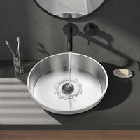 Lavabo de salle de bain semi-encastré minimaliste en acier inoxydable brossé avec placage PVD, personnalisé pour projets d'ingénierie/OEM/ODM