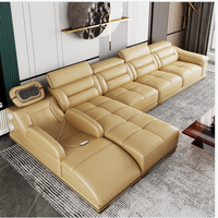 Ensemble de canapés sectionnels au design nordique 2025 avec fauteuil inclinable électrique et haut-parleur Bluetooth |   Meubles en forme de L pour salon de villa avec massage