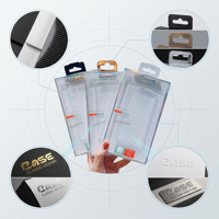 Boîte d'emballage personnalisée pour téléphone portable en PVC avec fenêtre transparente, design pliable à suspendre, estampage à chaud personnalisable, impression UV