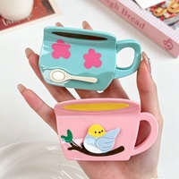 Pince à cheveux en forme de tasse de thé rose en acétate, motif requin, mignonne et féminine, pour chignon, accessoires de mode pour femmes
