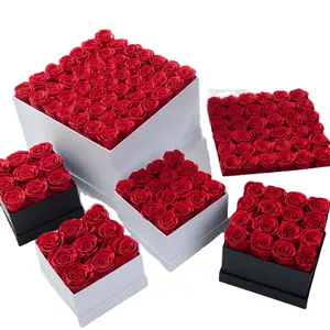 Kostenlose Probe Großhandel Ewige Blume Runde Box Geburtstag Valentinstag Geschenk Tropfen Versand konserviert 7 Rosen in Box