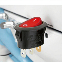 Interrupteur à bascule ovale lumineux 10A 250VAC à 3 broches avec levier en laiton de qualité supérieure, écrou de montage et anneau de verrouillage pour machine à café industrielle