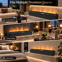 Cheminée à vapeur d'eau 3D atomisée, cheminée linéaire à LED moderne avec télécommande, insert d'intérieur en acier inoxydable, flamme réaliste