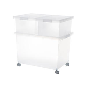 SHIMOYAMA Trasparente di <span class=keywords><strong>Grandi</strong></span> <span class=keywords><strong>Dimensioni</strong></span> Molteplici Usi Glassato PP Opaco <span class=keywords><strong>Scatole</strong></span> di Immagazzinaggio di Plastica Vasca Cassa Su Ruote - Product Image 2