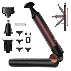 ชุดอุปกรณ์โกนขนทั่วร่างกายสำหรับ<span class=keywords><strong>ผู้ชาย</strong></span> เครื่องโกนขนหลังไฟฟ้า กันน้ำ ชาร์จซ้ำได้ ใบมีดเซรามิก ชุดตัดแต่งหนวดเคราและขนจมูก - Product Image 6