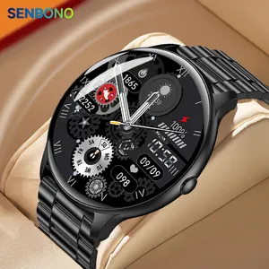 SENBONO MAX14 orologio intelligente in acciaio inossidabile da uomo 1.52 'grande schermo rotondo impermeabile risponde chiama la pressione sanguigna uomo donna Smartwatch