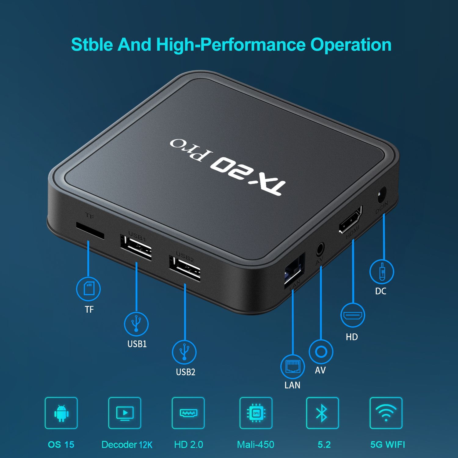 小物 TVB TX20 PRO TV Box - 4K Android 15 Media Player with 16GB RAM