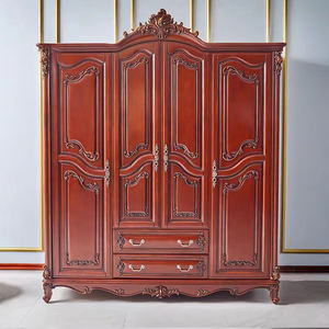 Armoire de luxe en bois massif antique vêtements chambre américaine <span class=keywords><strong>placard</strong></span> en bois durable garde-robe haute - Product Image 1