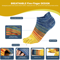 Chaussettes à cinq doigts rayées personnalisées pour hommes et femmes, respirantes en coton, invisibles, athlétiques, avec logo personnalisé