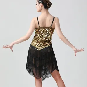 Disfraz de <span class=keywords><strong>Charleston</strong></span> de los Años 20, Vestido de Lentejuelas con Flecos Estilo Gatsby, Vestido Sexy con Cuello en V y Tirantes Finos para Fiesta, Baile Latino - Product Image 6