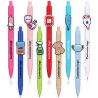 Pulpen Tema Medis dengan Gantungan Aksesoris Logo Kustom, Pulpen Plastik dengan Gantungan Aksesoris Suntik, Termometer, Masker, dan Pil untuk Hadiah Klinik atau Kantor