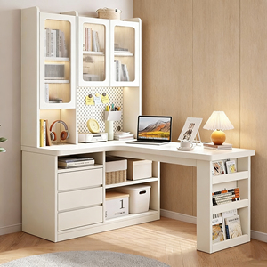 Scrivania in Legno con Libreria ad Angolo, Scrivania per Computer Adatta per Appartamenti, Camere da Letto e per lo Studio di Bambini e Studenti - Product Image 2