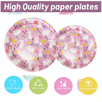 LR 24Pcs Set de vaisselle imprimé lapin de Pâques rose Assiettes en papier et tasses à boissons chaudes pour la fête Fournitures de décoration de table