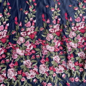 Fiori colorati comodo tessuto ricamato Jacquard pizzo di lusso per abito da sposa gonna <span class=keywords><strong>velo</strong></span> - Product Image 1