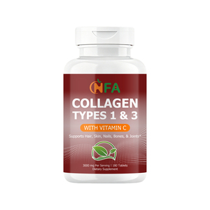 Comprimés de collagène types 1 et 3 OEM ODM avec protéines et vitamine C pour soutenir la force des os, la flexibilité des articulations, la santé des cheveux, de la peau et des ongles - Product Image 1