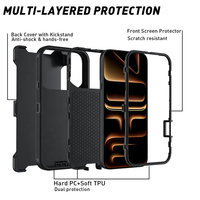 Étui de protection robuste et résistant à trois couches avec béquille et clip ceinture pour Infinix Note 60 Ultra, Note 60 Pro 5G, Hot 70, Smart 20 4G