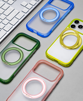 Coque de téléphone antichoc transparente magnétique aux couleurs bonbon en TPU+PC avec coussin d'air, design de luxe, protection renforcée pour 18