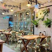 Table et chaises de balcon et de cour pour restaurant français extérieur commercial, style rétro américain, populaire sur internet pour café et salon de thé