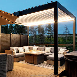 Miễn phí đứng nhôm louver gazebo bên Sun <span class=keywords><strong>Shade</strong></span> pergola Đen louvred ngoài trời lợp tùy chọn áp lực điều trị gỗ thiên nhiên - Product Image 1