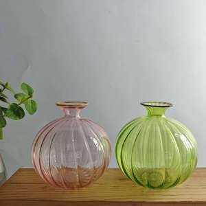 <span class=keywords><strong>Vaso</strong></span> <span class=keywords><strong>in</strong></span> Vetro Soffiato a Mano con Nervature, <span class=keywords><strong>Vaso</strong></span> Rotondo Colorato per Decorazioni Domestiche, Centrotavola per Matrimoni, <span class=keywords><strong>Vaso</strong></span> per <span class=keywords><strong>Fiori</strong></span> Idroponici - Product Image 2