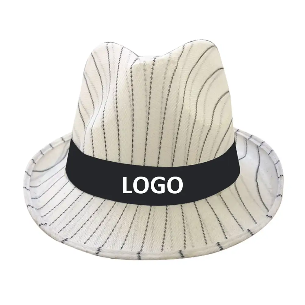 A righe In Poliestere PP Promo Materiale Bianco Personalizzato Logo Banda Fedora Cappelli All'ingrosso