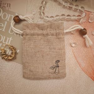 Eco-Friendly <b>Small</b> Natural Jute Earring Necklace Jewelry Dust Pouch Custom Logo Printed Reaycled Burlap Gift Jute Drawstring <b>Bag</b> - Product Image 5