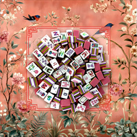 Mahjong américain de luxe moderne, tuiles en acrylique à trois couches motif pivoine, avec tapis portable pour femmes imprimé corail, oiseaux et fleurs