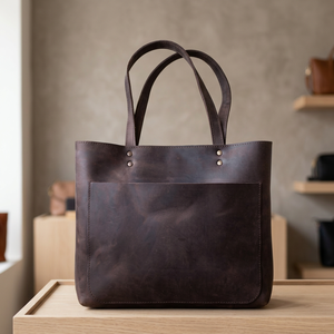 Pochette Écologique Légère et Durable en Cuir Véritable pour Femme, Grande Capacité, Imperméable, Portable, avec Fermeture Éclair et Double Sangle, Tendance - Product Image 4
