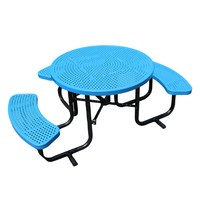 Mesa de comedor de pícnic para Discapacitados de metal redondo comercial al aire libre con Banco Muebles de Jardín acero exterior Patio mesa de café y silla