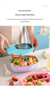 Portable Double Layer Sealed <b>Lunch</b> <b>Box</b> with Leak Proof Design Microwave Safe Kids Food Container with Cutlery Kitchen - Product Image 5