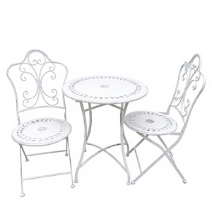 Table et chaises pliantes d'extérieur en fer forgé rustique américain - Ensemble - Product Image 4