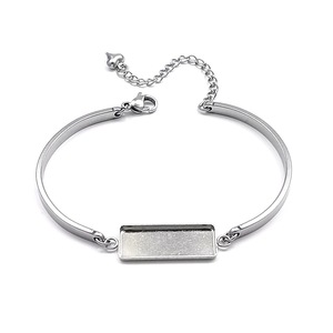 Base de pulsera de acero inoxidable con dije de corazón para accesorios de fabricación de joyas DIY, 8g de peso, fornituras hechas a mano - Product Image 3