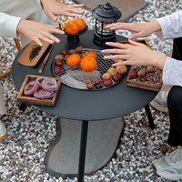 Table de feu moderne en métal pliable, durable et légère pour villa, camping et patio – Ensemble portable pour barbecue extérieur