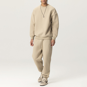 Осенний модный бренд HEPL056 тяжелый вес 350gsm флисовый хлопковый оверсайз спортивный костюм с манжетами Брюки с индивидуальным логотипом MOQ 1 шт. - Product Image 1