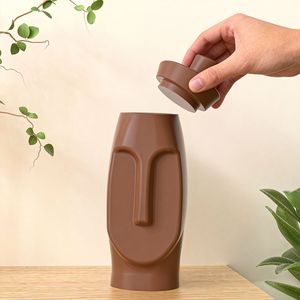 Geometrische gezichtsvaas siliconen mal DIY opbergpot aromatherapie hars gips ornament mal voor huisdecoratie en taartgereedschap - Product Image 6